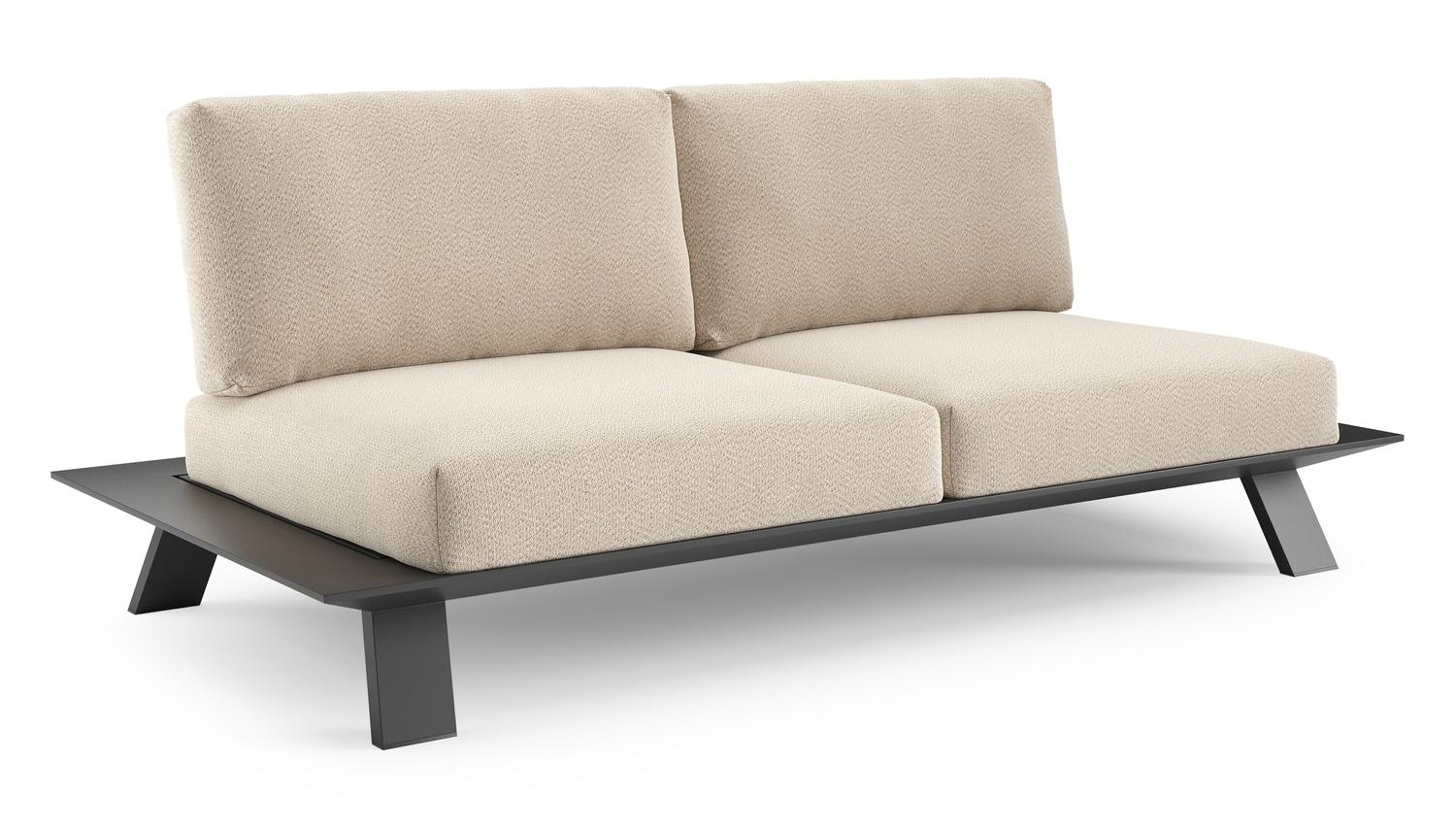 Cesano loungebank in zwart aluminium met lopi sand all weather Sunbrella® luxe kussen