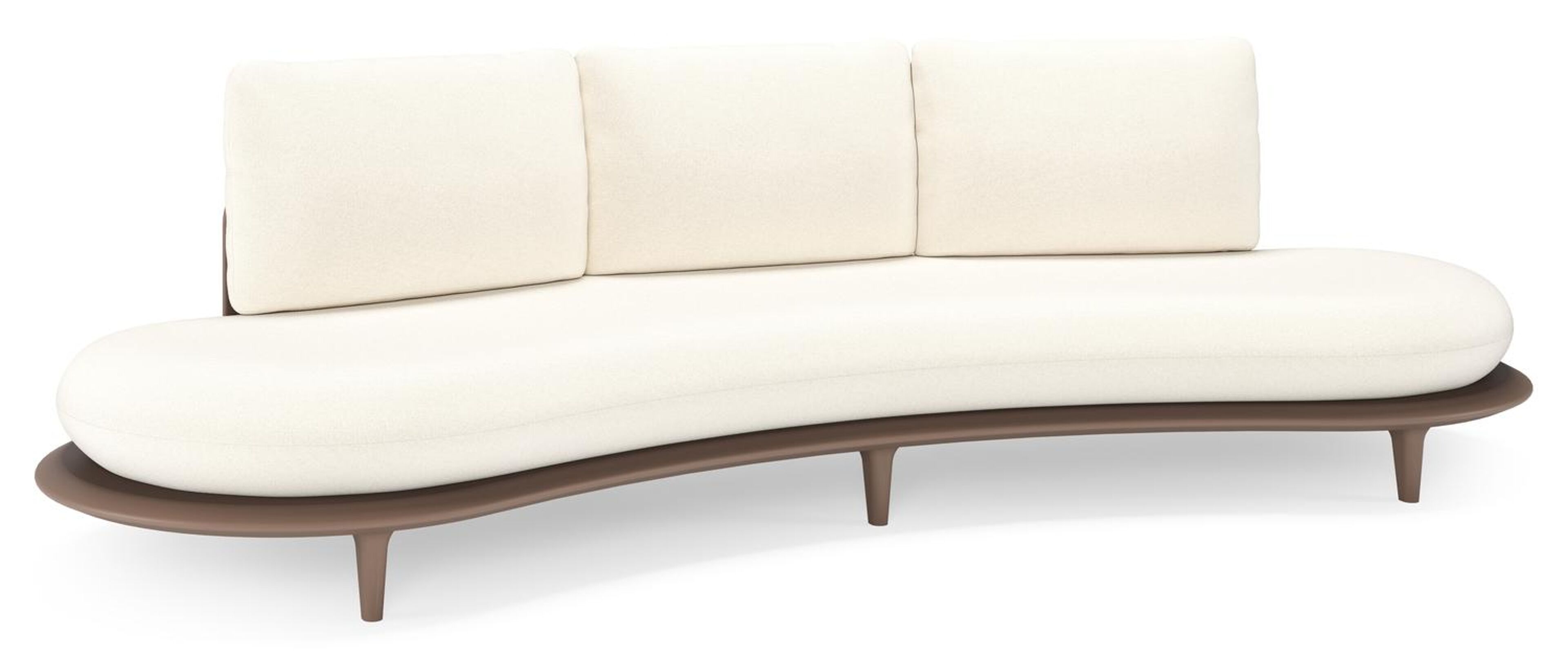 Bomero loungebank in taupe aluminium met natte white all weather sunbrella® luxe kussen