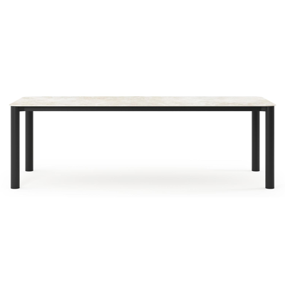 Table de jardin Orso rectangulaire arrondie en aluminium noir et céramique pleine Rapolano Lg. 240 x Lrg. 100 cm