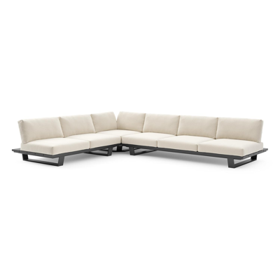 Pagino loungehoek in zwart aluminium met althea off white all weather cosytica kussen