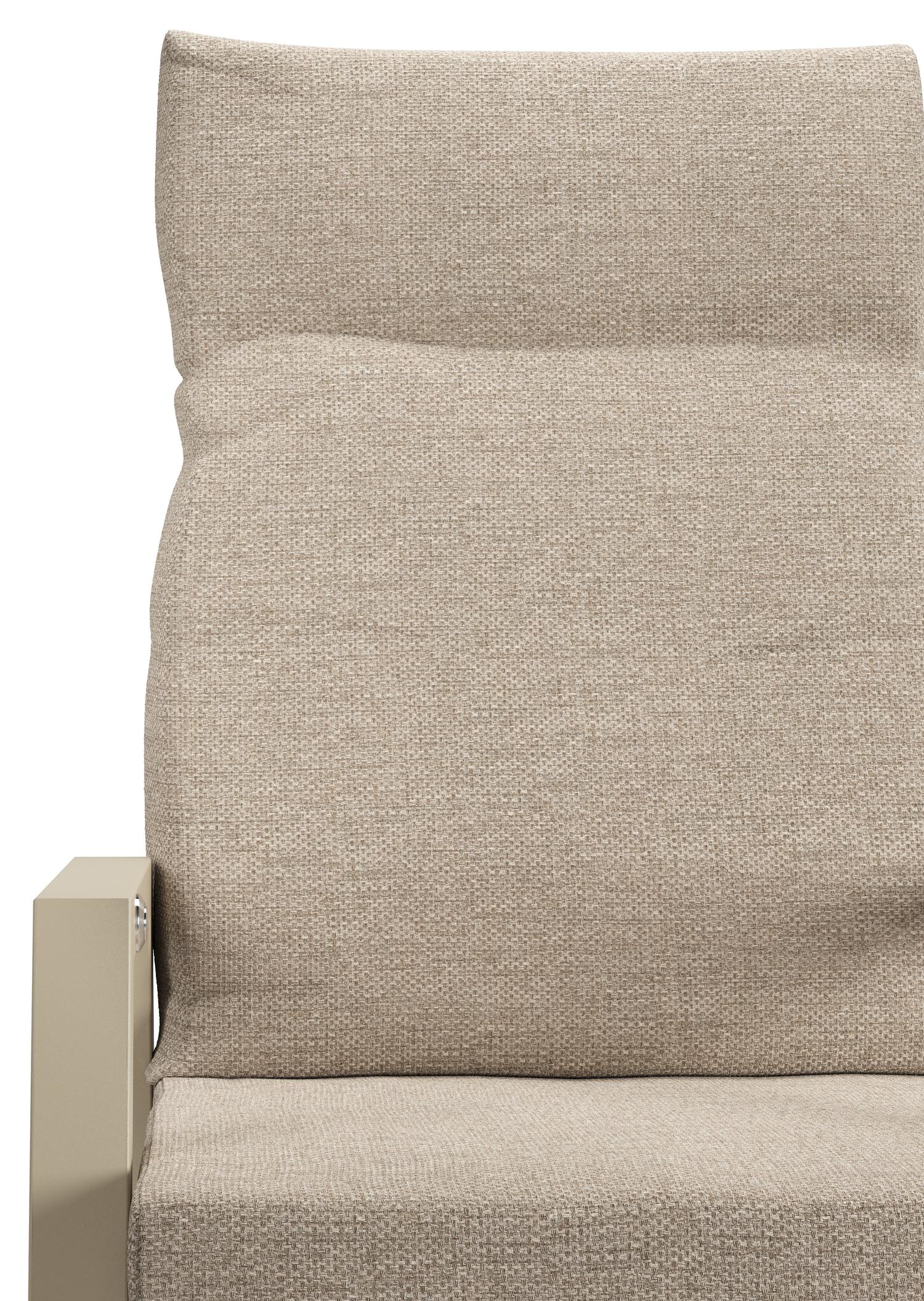 Chaise de jardin Leon en aluminium beige et textilène noir avec coussin en Rustic Weather+ Softtouch
