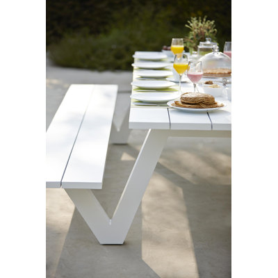 Table de pique-nique Norma en aluminium blanc - Lg 360 x Larg 213 x H 74 cm