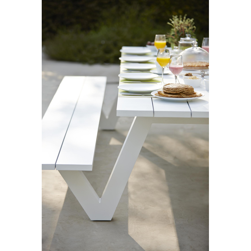 Norma picknicktafel in wit aluminium - L 360 x B 213 x H 74 cm