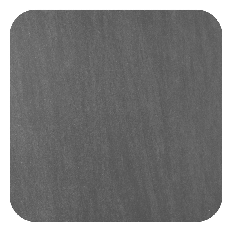 Table de jardin Amico carré arrondi en aluminium beige et céramique pleine Basalt Black - Lg. 148 x Lrg. 148 x Haut. 73.5 cm