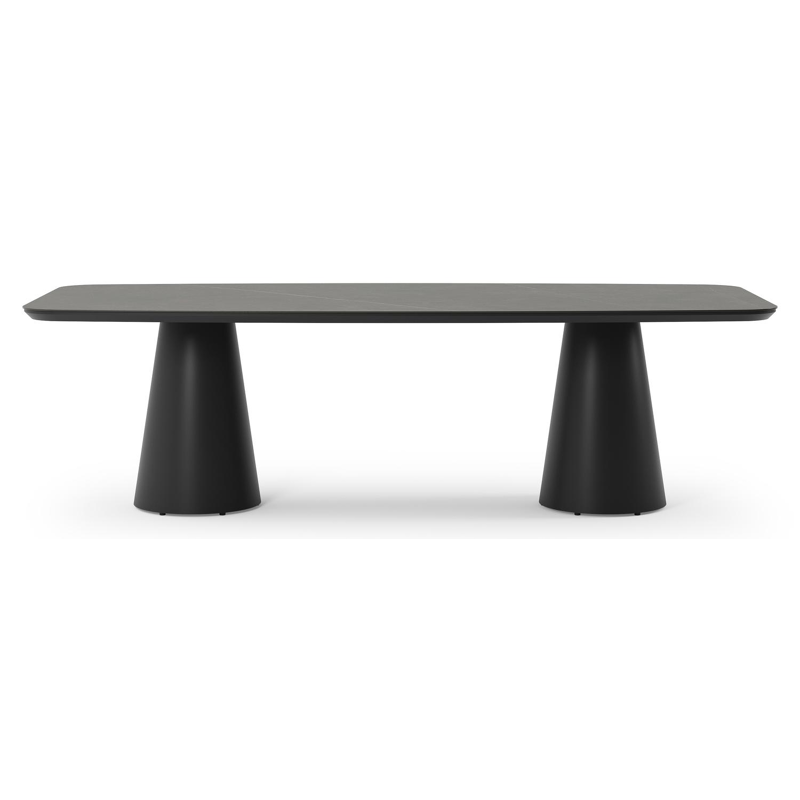 Table de jardin Donato en aluminium noir et céramique pleine calatorao - Lg 255 x Larg. 115 x H 74 cm