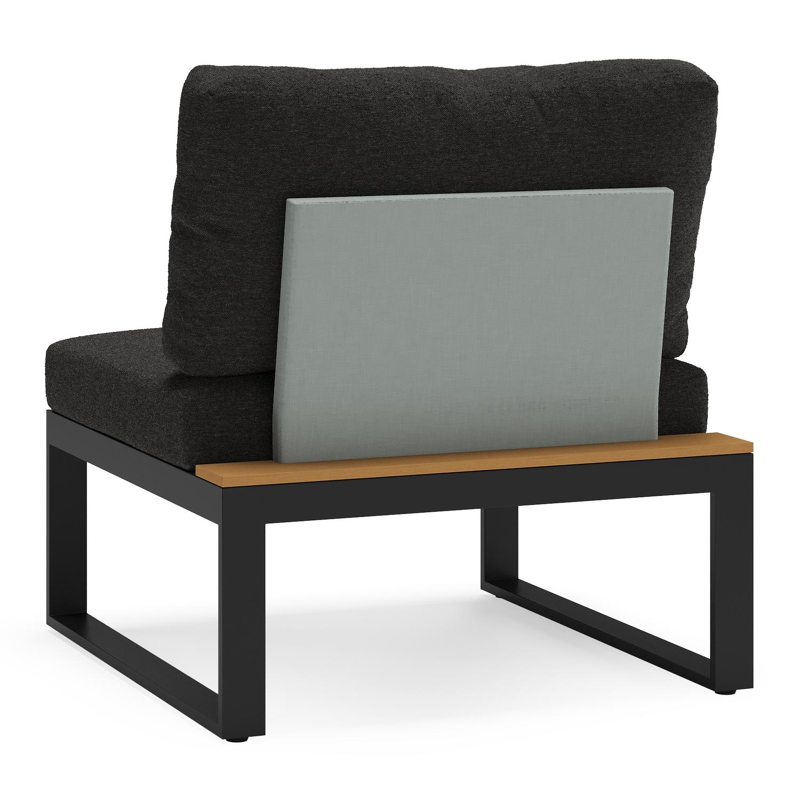 Merida loungestoel in zwart aluminium en polywood met zwart weather+ softtouch kussens