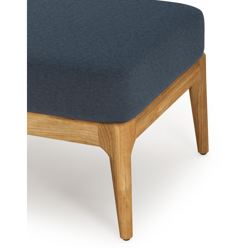 Pouf Orso en teck et coussins en all weather sunbrella® luxe Heritage Indigo