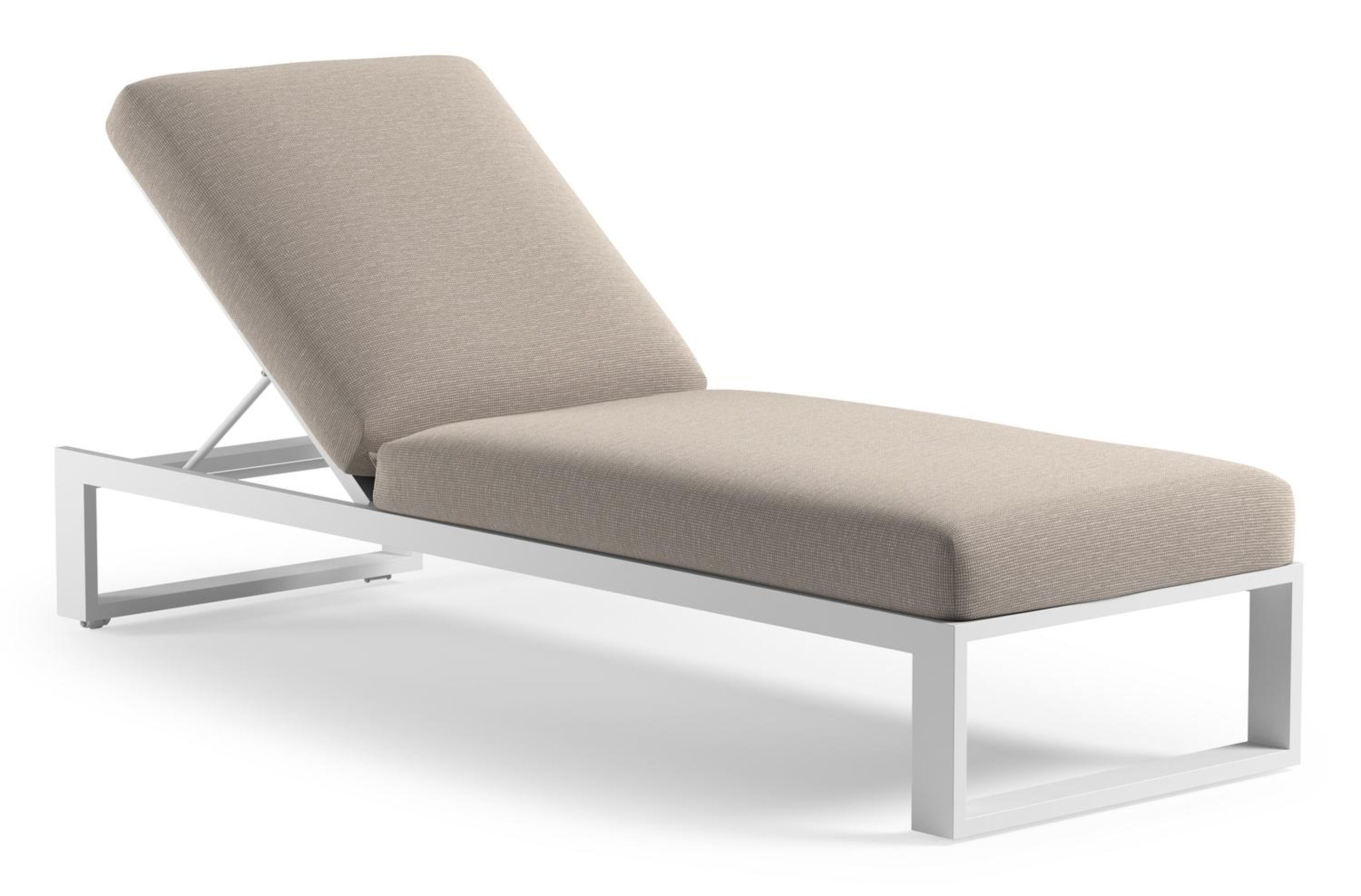 Verato verstelbaar ligbed in wit aluminium met slow farafra all weather Sunbrella® luxe kussen