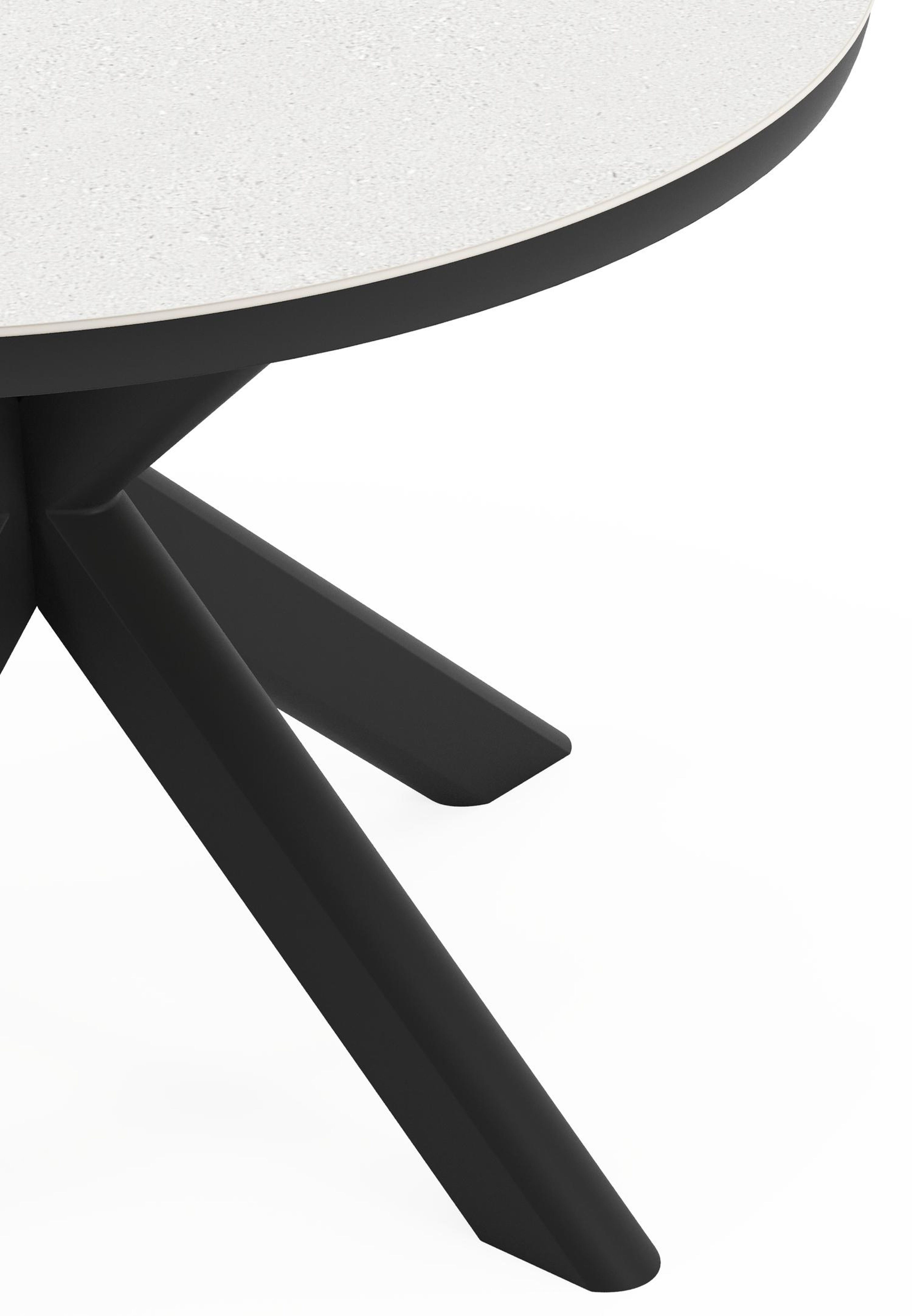 Pamplona tuinset in zwart aluminium en topo minerale sintered stone met 4 Gerona tuinstoelen