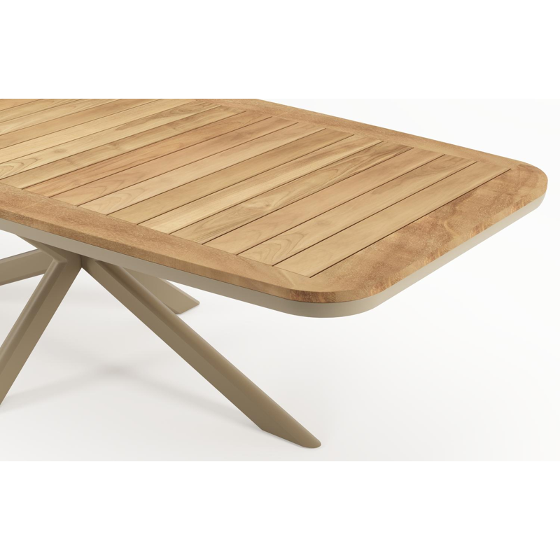 Pamplona tuintafel bootvorm in beige aluminium en teak - L 267.4 x B 115 x H 73 cm