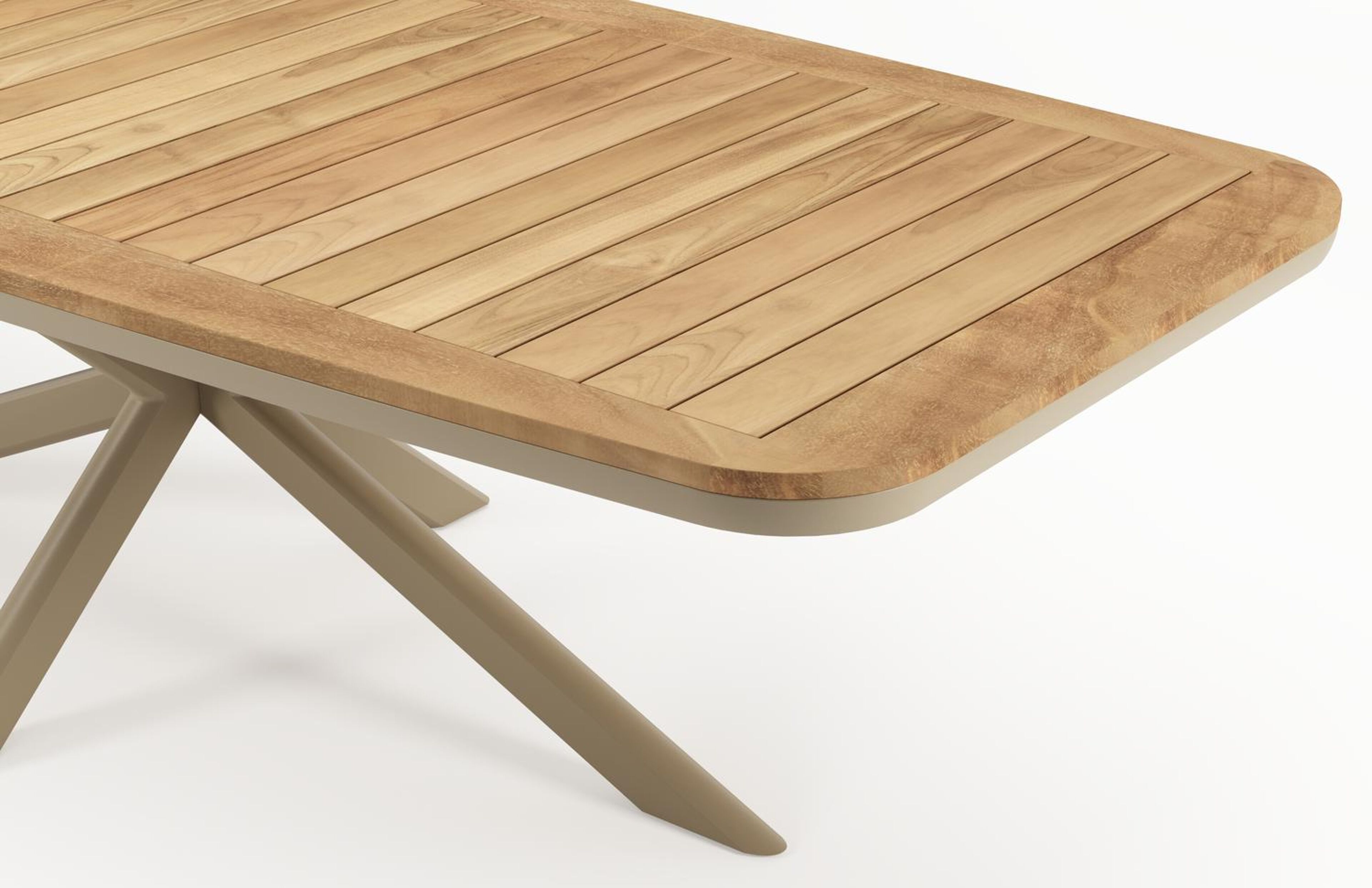 Ensemble de jardin Pamplona en aluminium beige et sintered stone natural finish avec 6 chaises de jardin empilable Matera