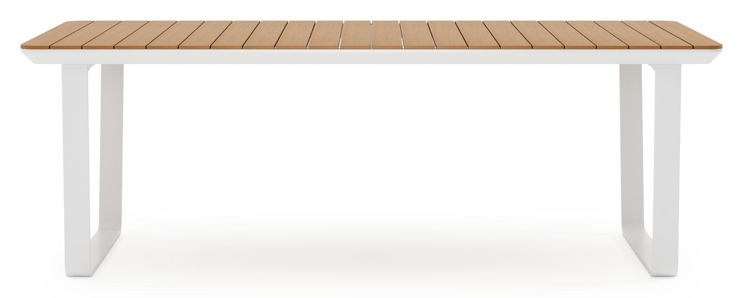 Alora tuinset in wit aluminium en polywood met 6 stapelbare Melo tuinstoelen