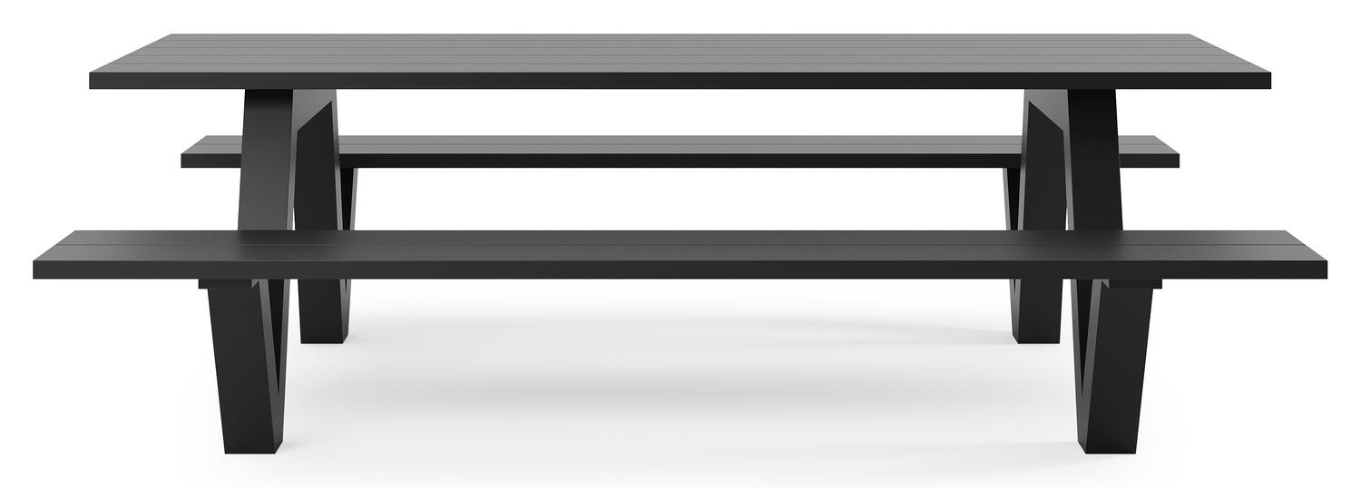 Norma picknicktafel in zwart aluminium - L 240 x B 213 x H 74 cm