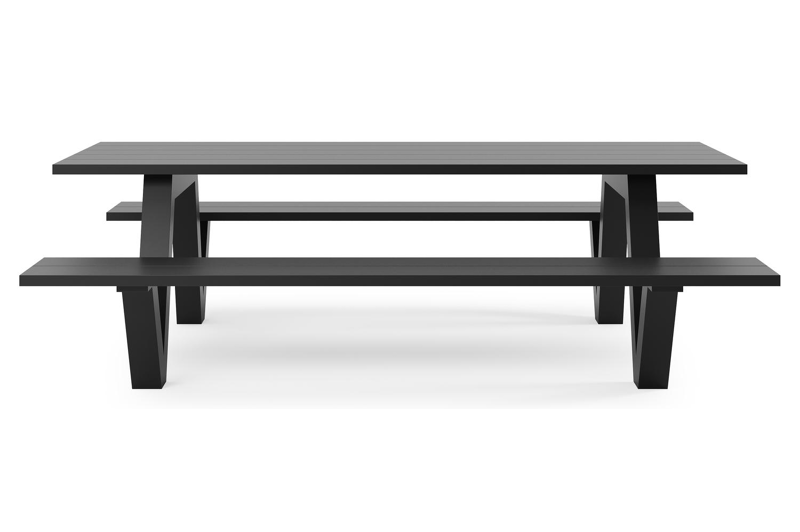 Norma picknicktafel in zwart aluminium - L 240 x B 213 x H 74 cm