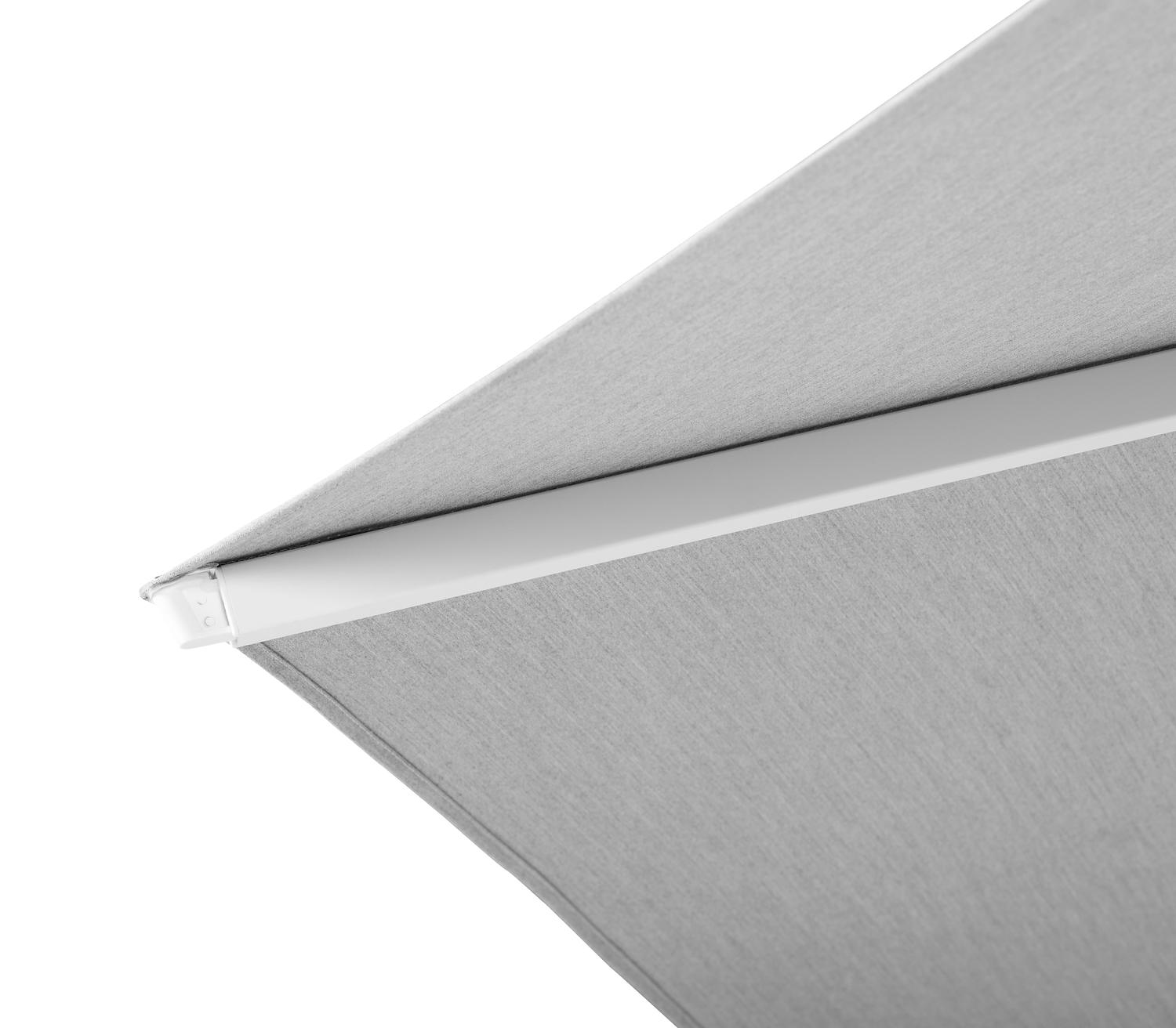 Solino staanparasol in wit aluminium met grijs all weather sunbrella® premium parasoldoek - Dia. 400 cm (zonder voet)