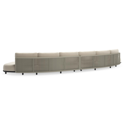 Lomano loungebank in zwart aluminium en beige verticaal geweven luxe vlakke rope met Althea Off White all weather cosytica