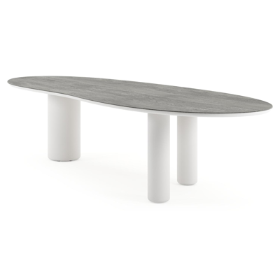 Amico tuintafel organisch in wit aluminium en volkeramiek Aspen Grey - L 320 x B 120 x H 73.5 cm