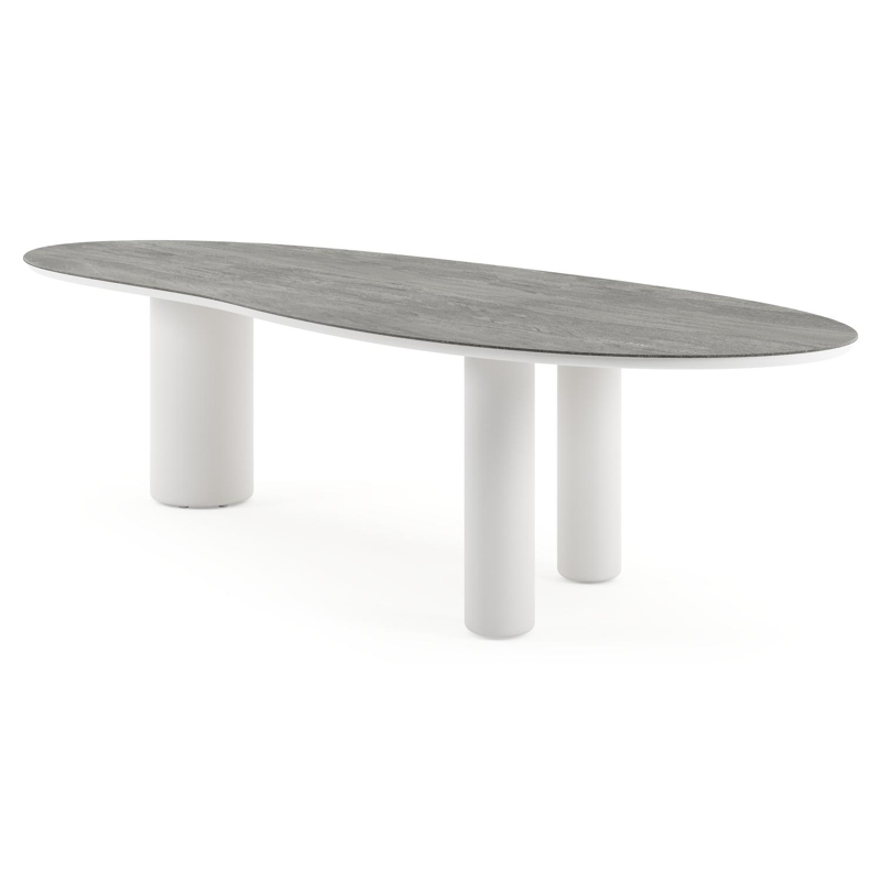 Amico tuintafel organisch in wit aluminium en volkeramiek Aspen Grey - L 320 x B 120 x H 73.5 cm