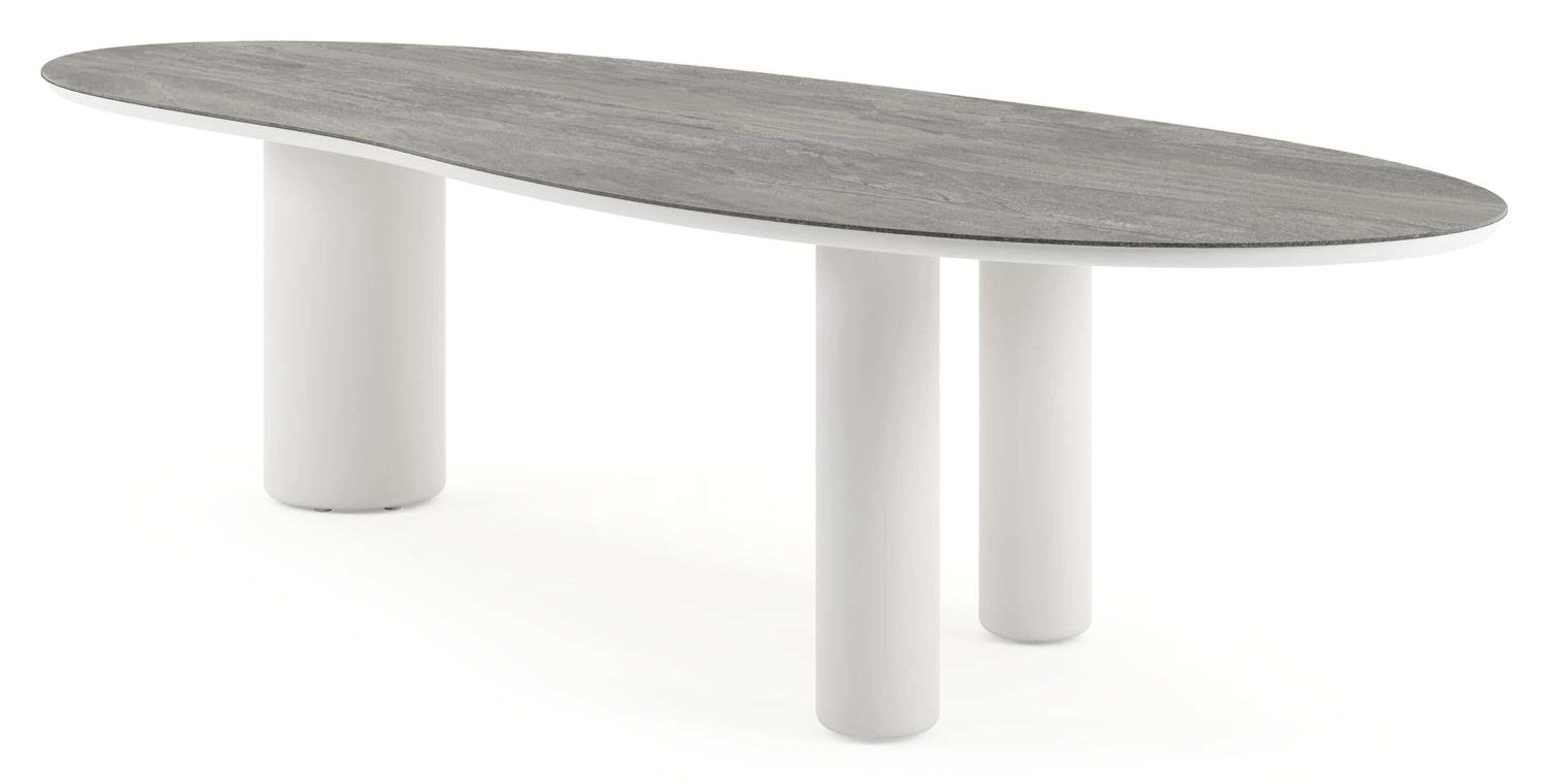 Table de jardin Amico organique en aluminium blanc et céramique pleine Aspen Grey - Lg. 320 x Lrg. 120 x Haut. 74 cm