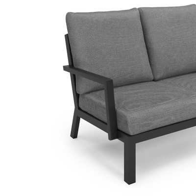 Alcudia loungehoek in grijs aluminium met grijs polyester kussens en loungetafel