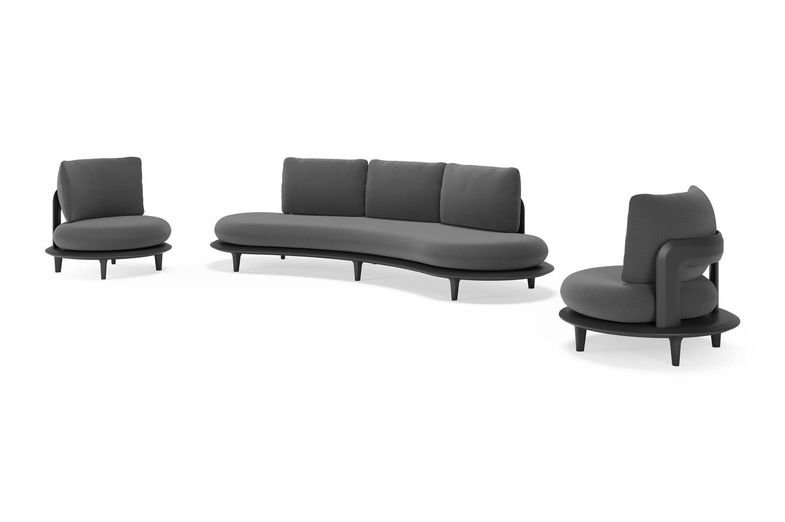 Bomero loungeset in zwart aluminium met lopi shadow all weather sunbrella® luxe kussen