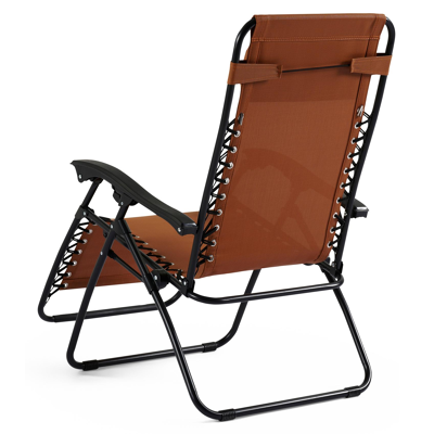 Set van 2 verstelbare Lira relaxstoelen in zwart staal en pumpkin textilene