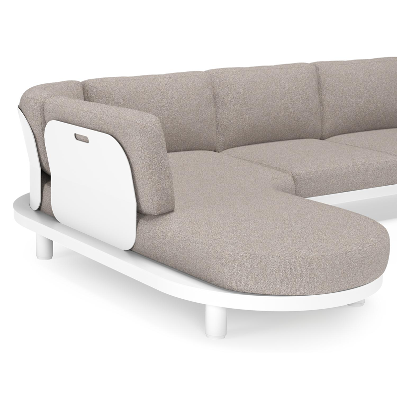 Donato loungehoek in wit aluminium met all weather sunbrella® luxe Tundra Charcoal kussen