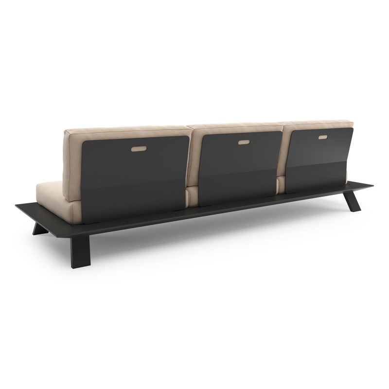 Salon de jardin Cesano en aluminium noir et coussin en all weather Sunbrella® luxe natte linen chalk