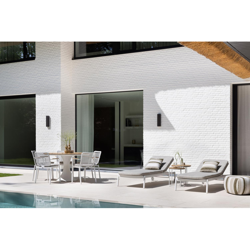 Fano tuintafel in wit aluminium en teak - Dia. 130 x H 75 cm