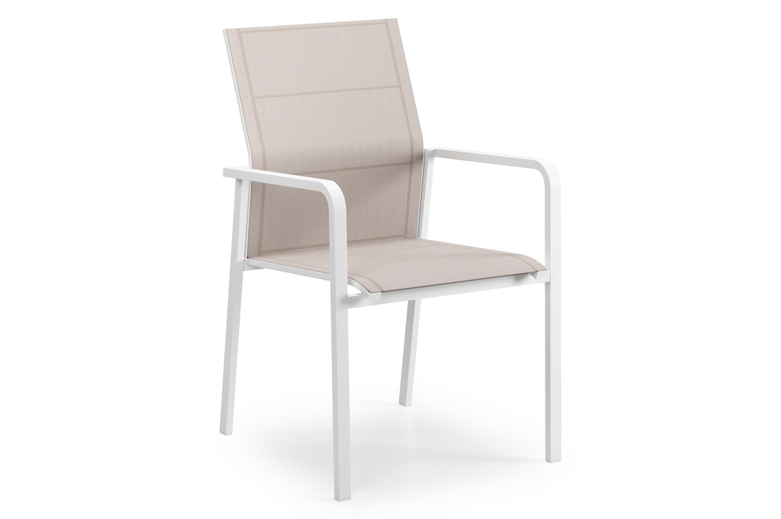 Como stapelbare tuinstoel in wit aluminium en beige textilene