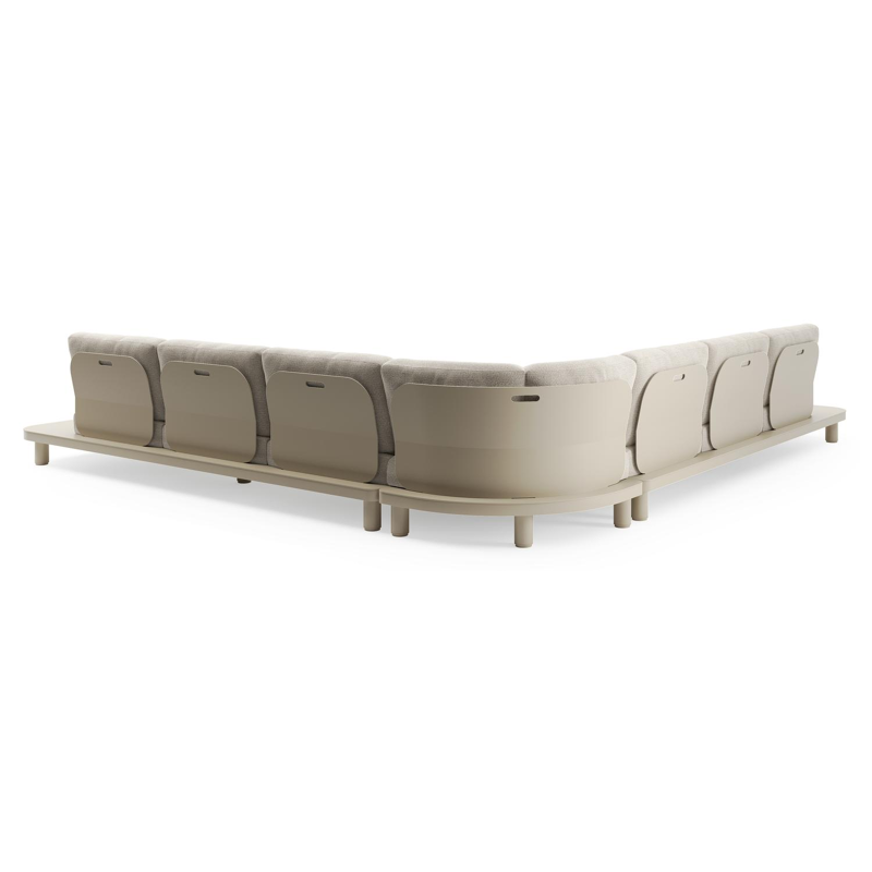 Salon de jardin d'angle Donato en aluminium beige et coussins en all weather cosytica catania sand