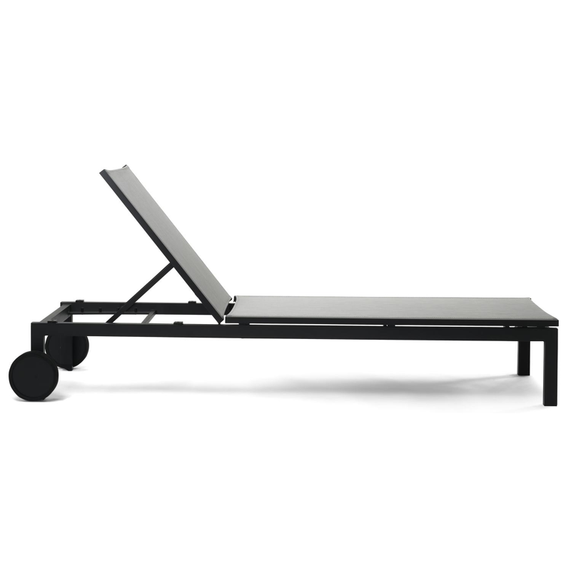Set van 2 verstelbare Caravelle ligbedden in zwart aluminium en grijs textileen