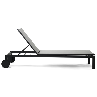Set van 2 verstelbare Caravelle ligbedden in zwart aluminium en grijs textilene