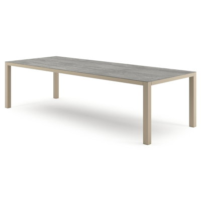 Como tuintafel rechthoekig in beige aluminium en volkeramiek Aspen Grey - L 280 x B 110 x H 73 cm