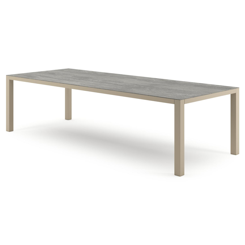 Como tuintafel rechthoekig in beige aluminium en volkeramiek Aspen Grey - L 280 x B 110 x H 73 cm