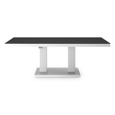 Cirello pop-up loungetafel rechthoekig in wit aluminium en volkeramiek Nero Black - L 140 x B 80 x H 71 cm