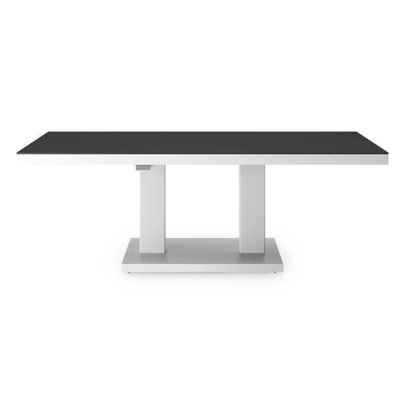 Cirello pop-up loungetafel rechthoekig in wit aluminium en volkeramiek Nero Black - L 140 x B 80 x H 71 cm