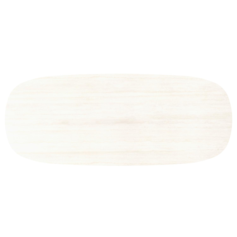 Amico low dining tuintafel bombo in beige aluminium en volkeramiek Travertino Bianco - L 320 x B 130 x H 61 cm