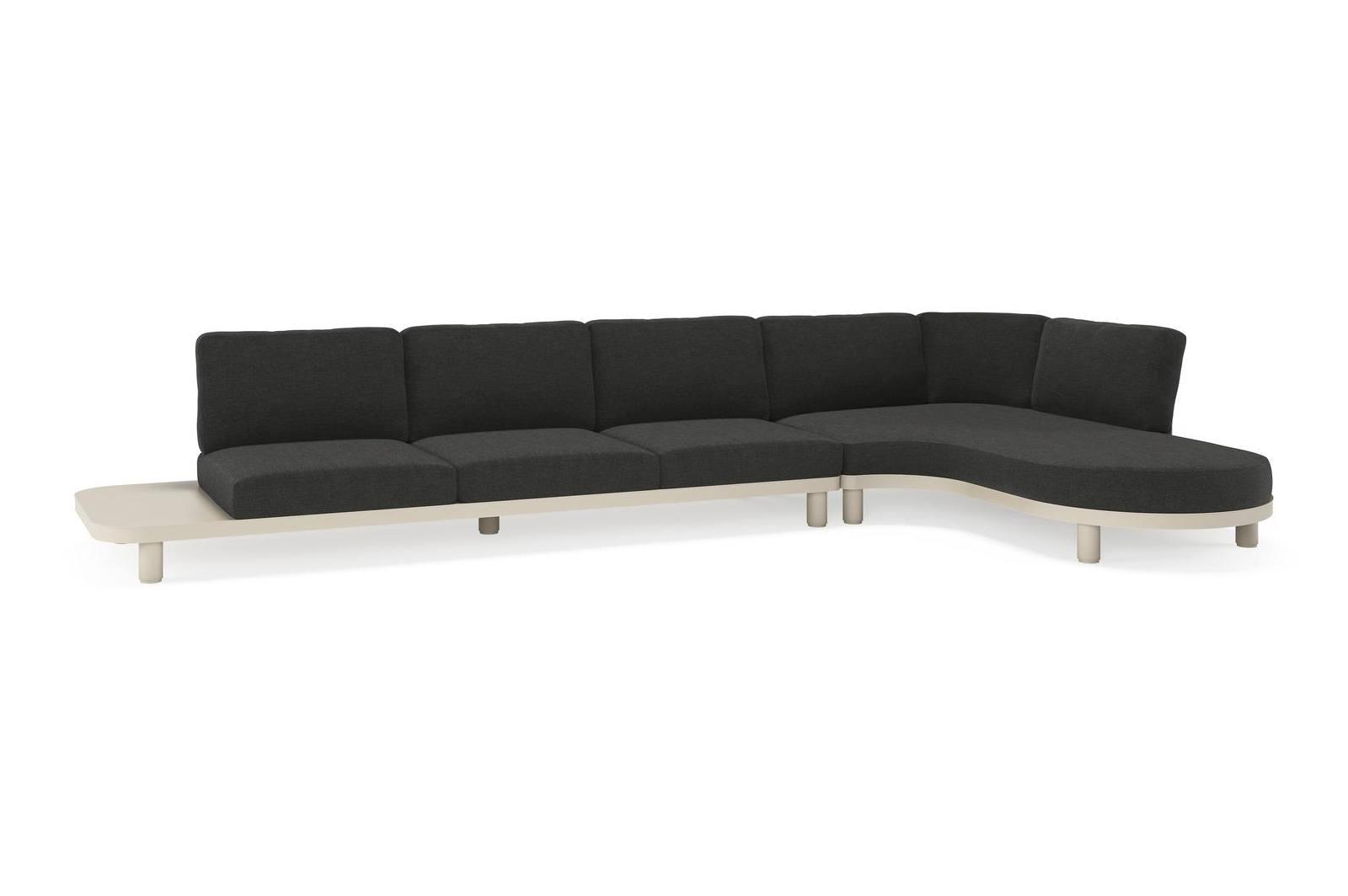 Donato loungehoek in beige aluminium met chartres sooty all weather sunbrella® luxe kussen