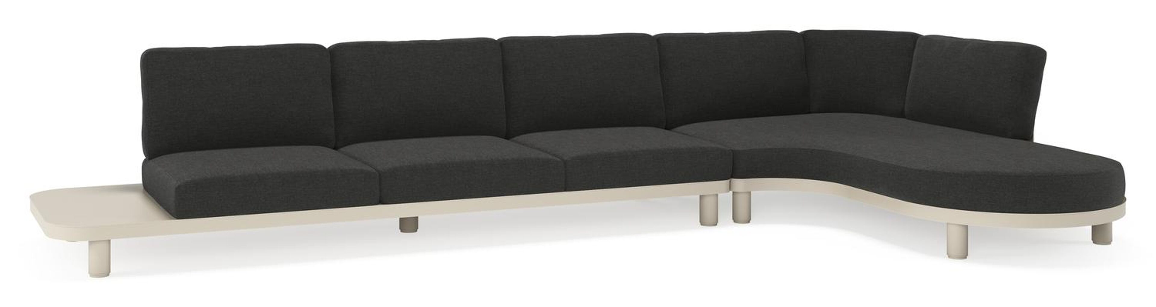 Donato loungehoek in beige aluminium met chartres sooty all weather sunbrella® luxe kussen