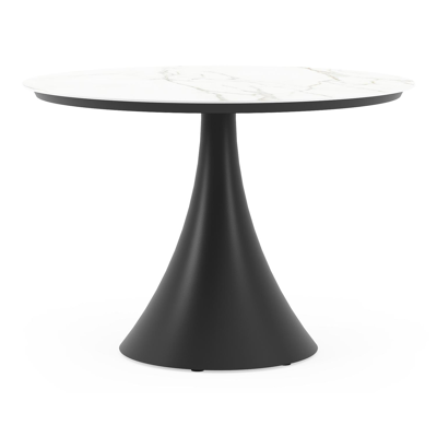 Fano tuintafel rond in zwart aluminium en volkeramiek Calacatta - Dia. 110 x H 75 cm