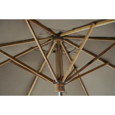 Pescara staanparasol in  teak met coffee polyester parasoldoek - Dia. 350 cm (zonder voet)
