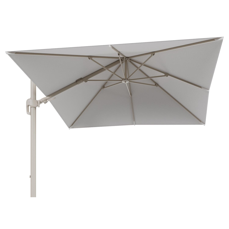Rufina zweefparasol tiltfunctie in beige aluminium en parasoldoek in All Weather Solica Soul Optik  - L1 300 x L2 300 cm (zonder voet) (zonder voet)