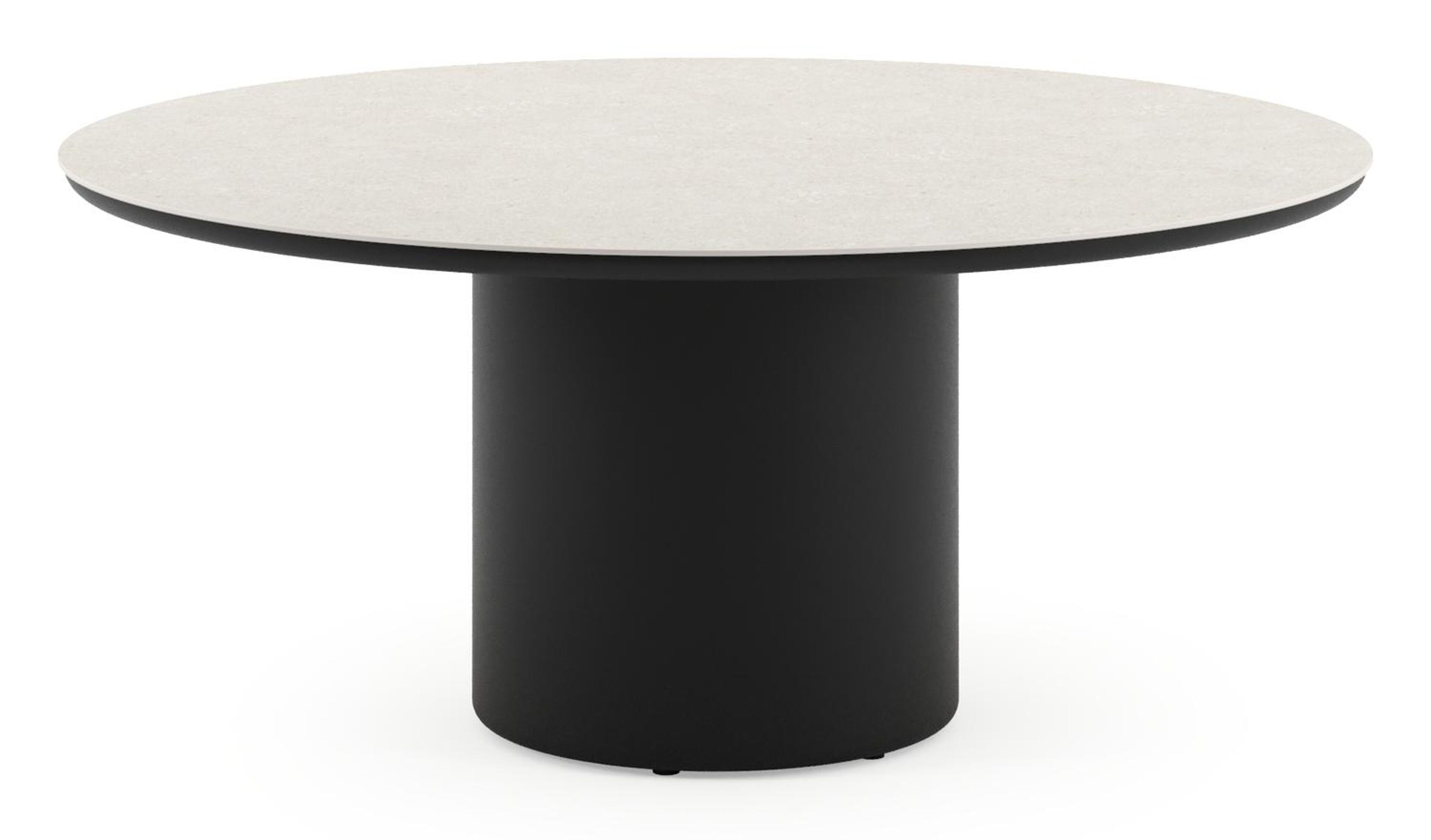 Table de jardin low dining Amico rond en aluminium noir et céramique pleine Shilin - Diam. 148 x Haut. 61 cm