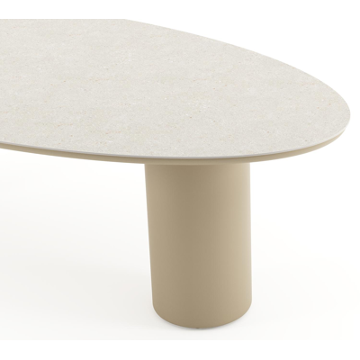 Amico tuintafel ovaal in beige aluminium en volkeramiek Shilin - L 260 x B 125 x H 73.5 cm