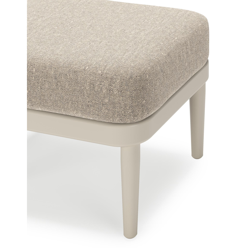 Orso poef in beige aluminium met Chartres Pewter all weather sunbrella® luxe kussen