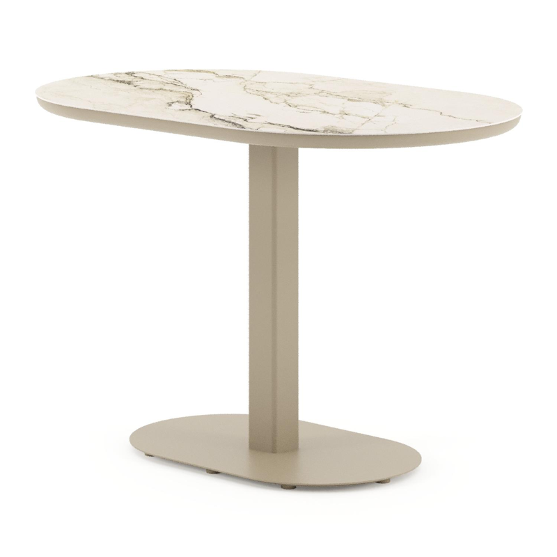 Teramo kantelbare tuintafel bombo in beige aluminium en volkeramiek Colorado Dunes - L 110 x B 70 x H 74 cm