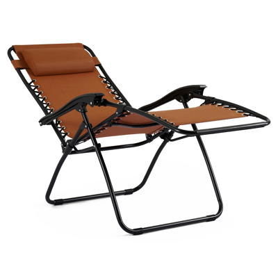 Set van 2 verstelbare Lira relaxstoelen in zwart staal en pumpkin textilene