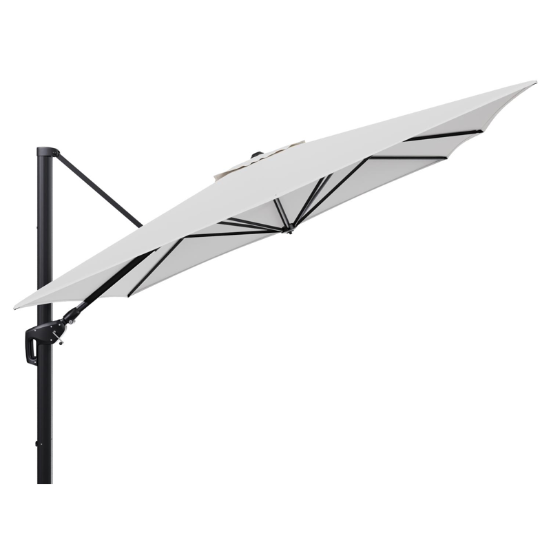 Minore zweefparasol tiltfunctie in zwart aluminium en parasoldoek in All Weather Solica Soul Optik - L1 350 x L2: 350 cm (zonder voet) (zonder voet)