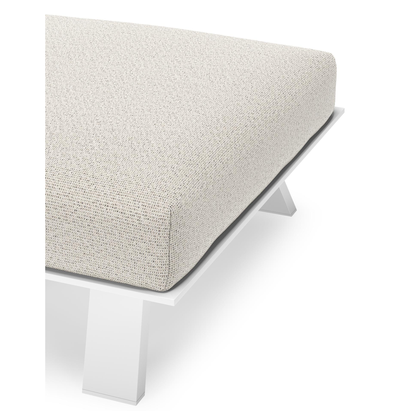 Pouf Cesano en aluminium blanc et coussin en all weather Solica firenze natural